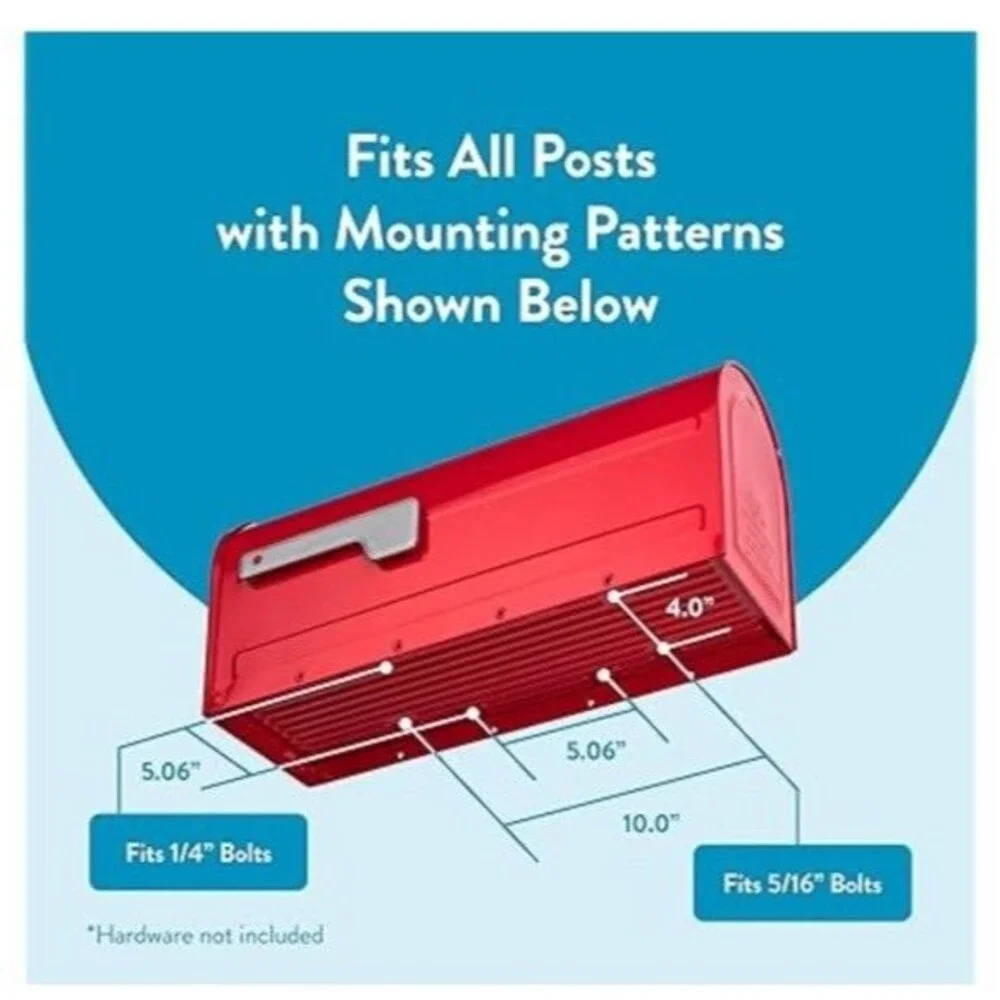 Architectural Mailboxes 7600R MB1 Post Mount Mailbox - Red with Silver Flag -...